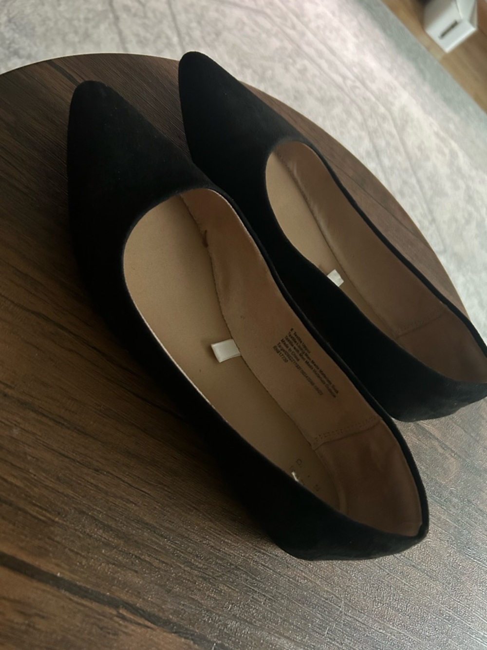 a new day Black Pointed Toe Suede Flats